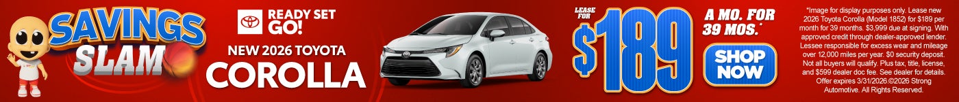 NEW 2026 COROLLA "LEASE FOR $189 / 39 MO* "